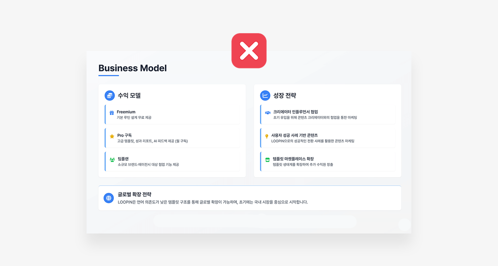 평범한 Business Model PPT 디자인 예시